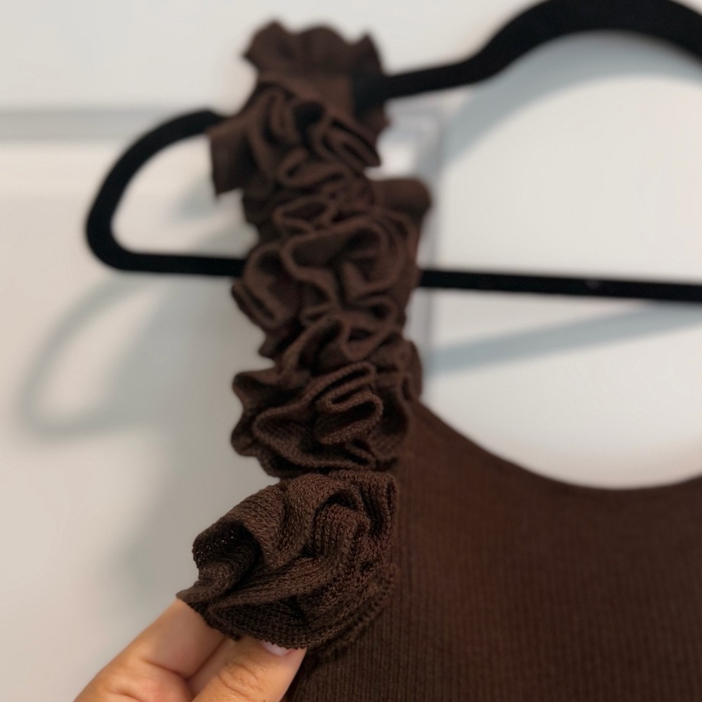 ZARA VIRAL knit tank with floral rosette straps - Picture 6 of 8